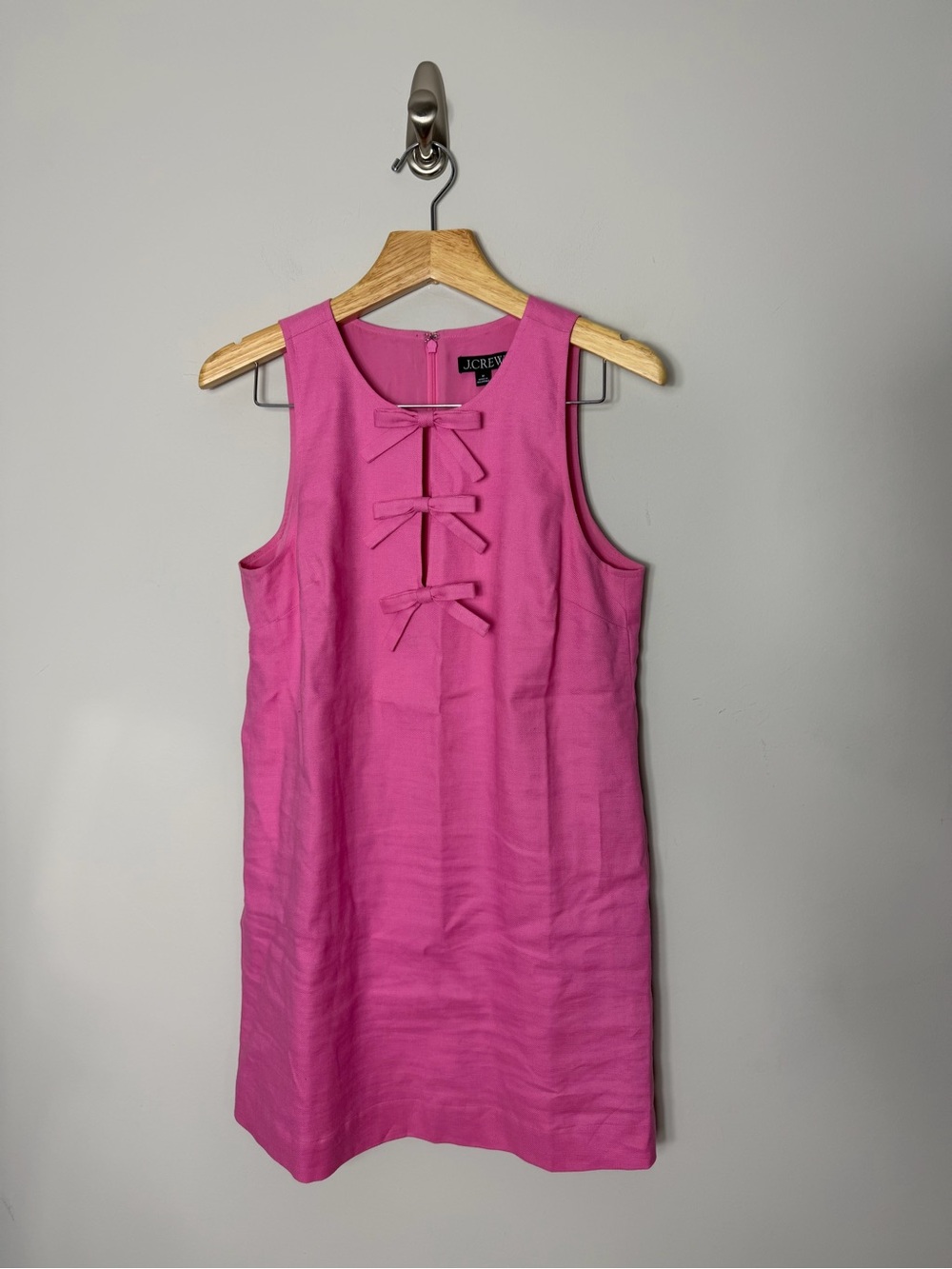 J. Crew Pink Sleeveless Bow Shift Dress - Picture 4 of 11